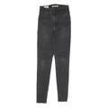 LEVI'S Womens Slim Black Denim Raw Zip Jeans W25 L29 Skinny Fit Casual