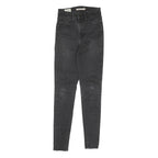 LEVI'S Womens Slim Black Denim Raw Zip Jeans W25 L29 Skinny Fit Casual
