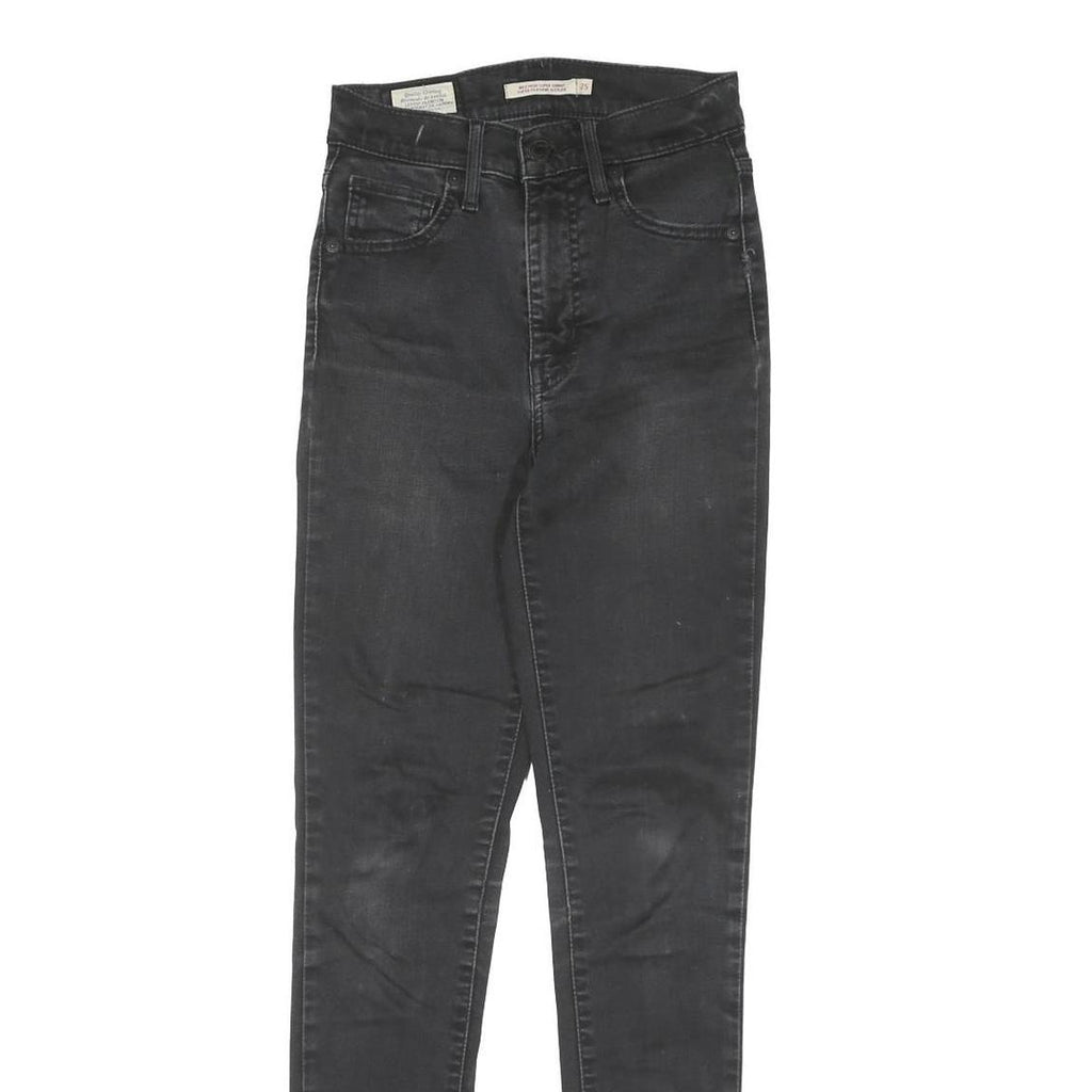 LEVI'S Womens Slim Black Denim Raw Zip Jeans W25 L29 Skinny Fit Casual