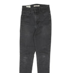 LEVI'S Womens Slim Black Denim Raw Zip Jeans W25 L29 Skinny Fit Casual