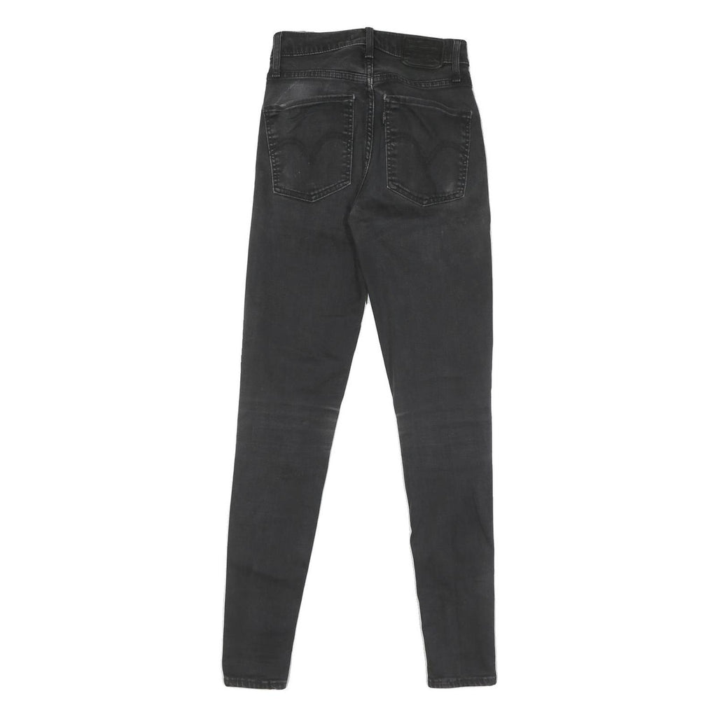 LEVI'S Womens Slim Black Denim Raw Zip Jeans W25 L29 Skinny Fit Casual