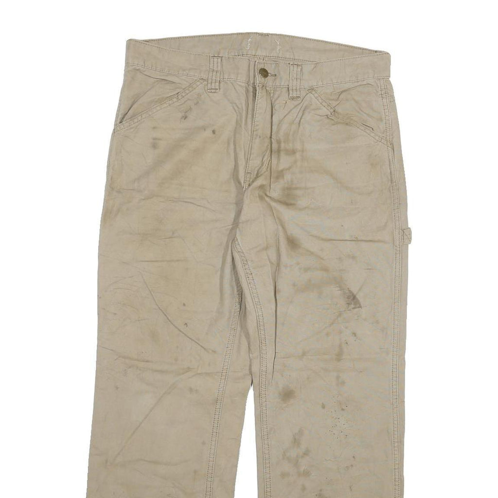 CARHARTT Mens Regular Beige Cotton Blend Regular Fit Trousers W34 L29 Workwear