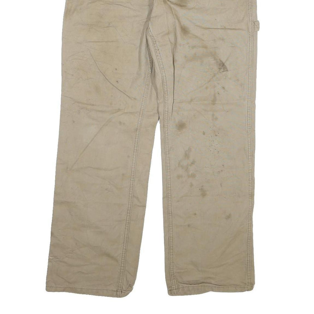 CARHARTT Mens Regular Beige Cotton Blend Regular Fit Trousers W34 L29 Workwear