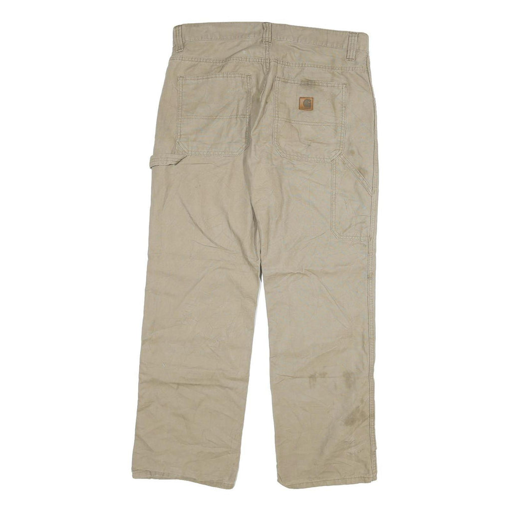 CARHARTT Mens Regular Beige Cotton Blend Regular Fit Trousers W34 L29 Workwear