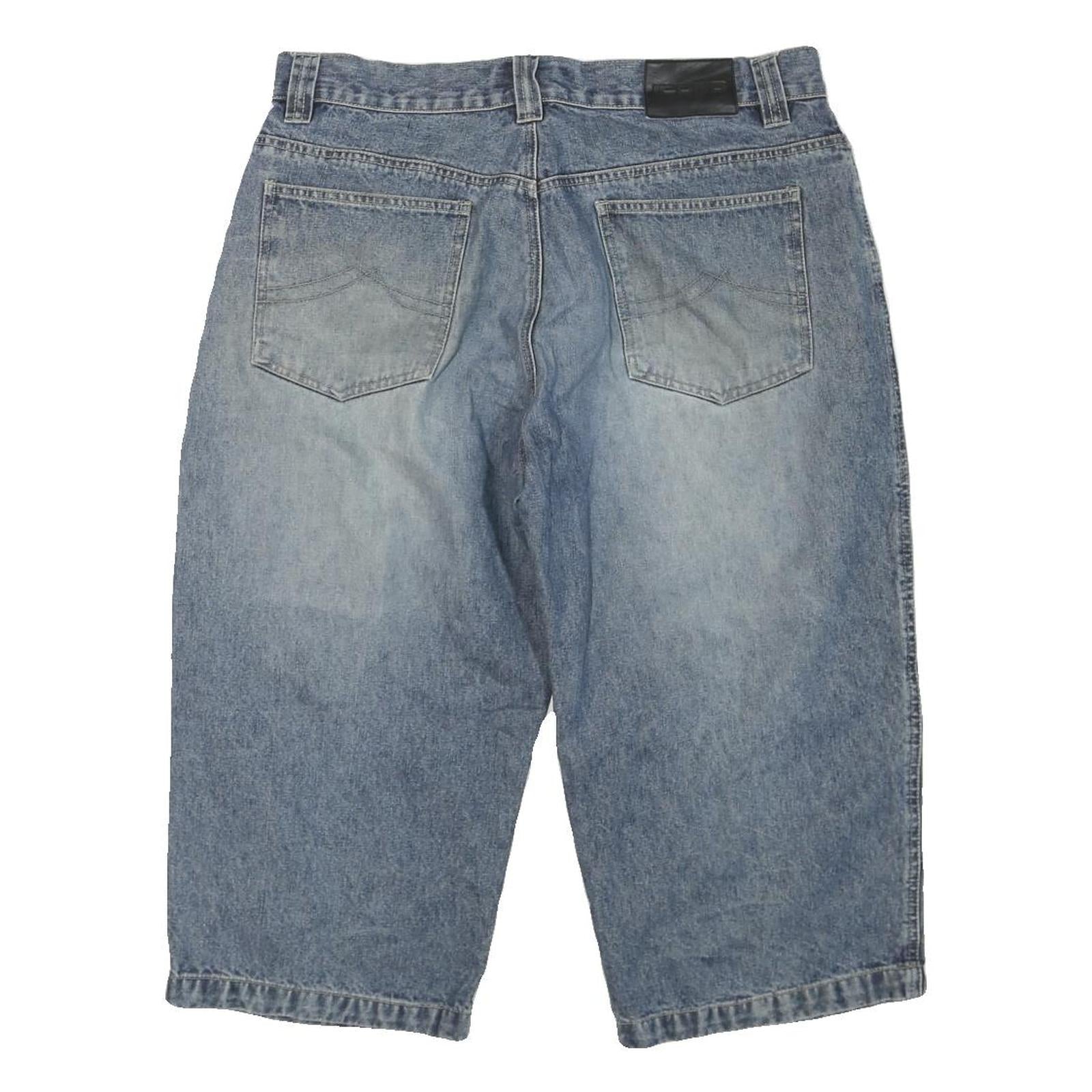 ICON Mens Shorts Blue Casual Denim L W36 Comfortable Cotton Blend