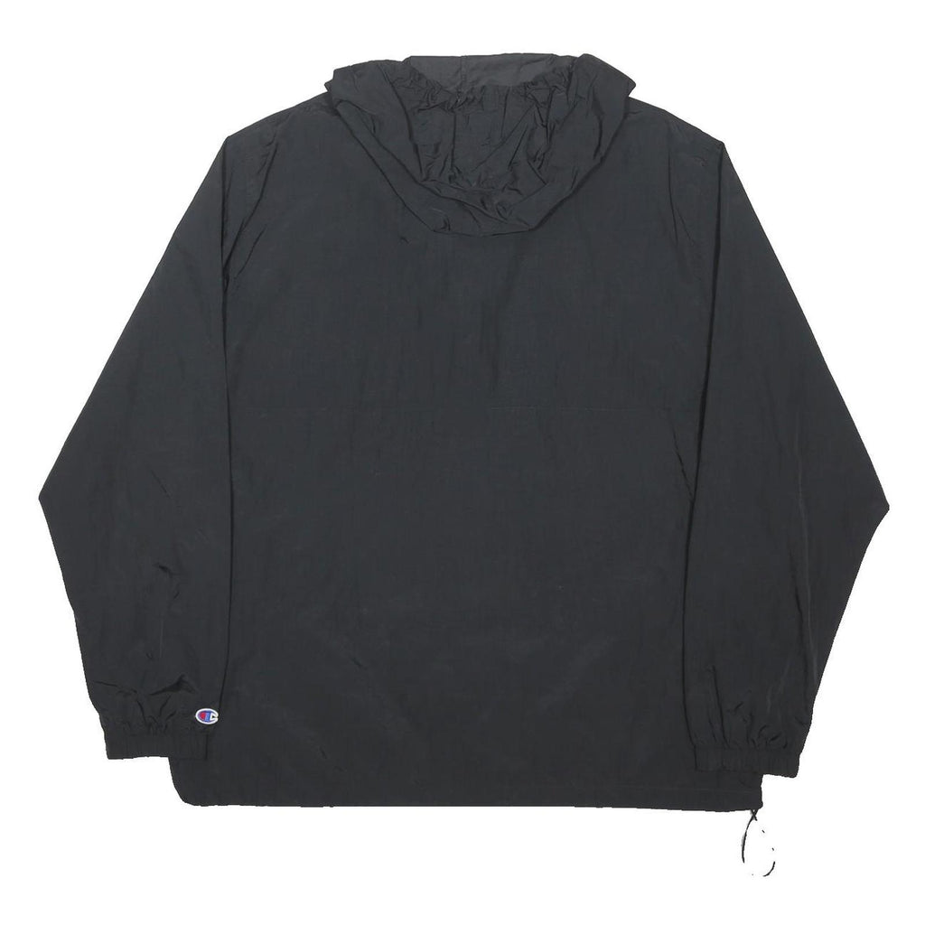 CHAMPION Mens Black Nylon Windbreaker Jacket XL Zip Plain Sports Casual