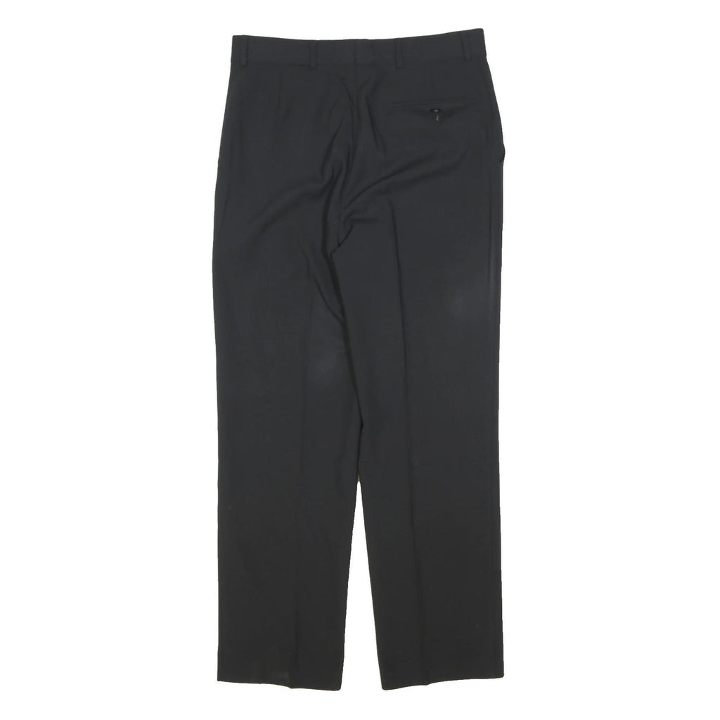 MOSS Mens Wool Blend Black Regular Fit Straight Leg Trousers W30 L40 Classic