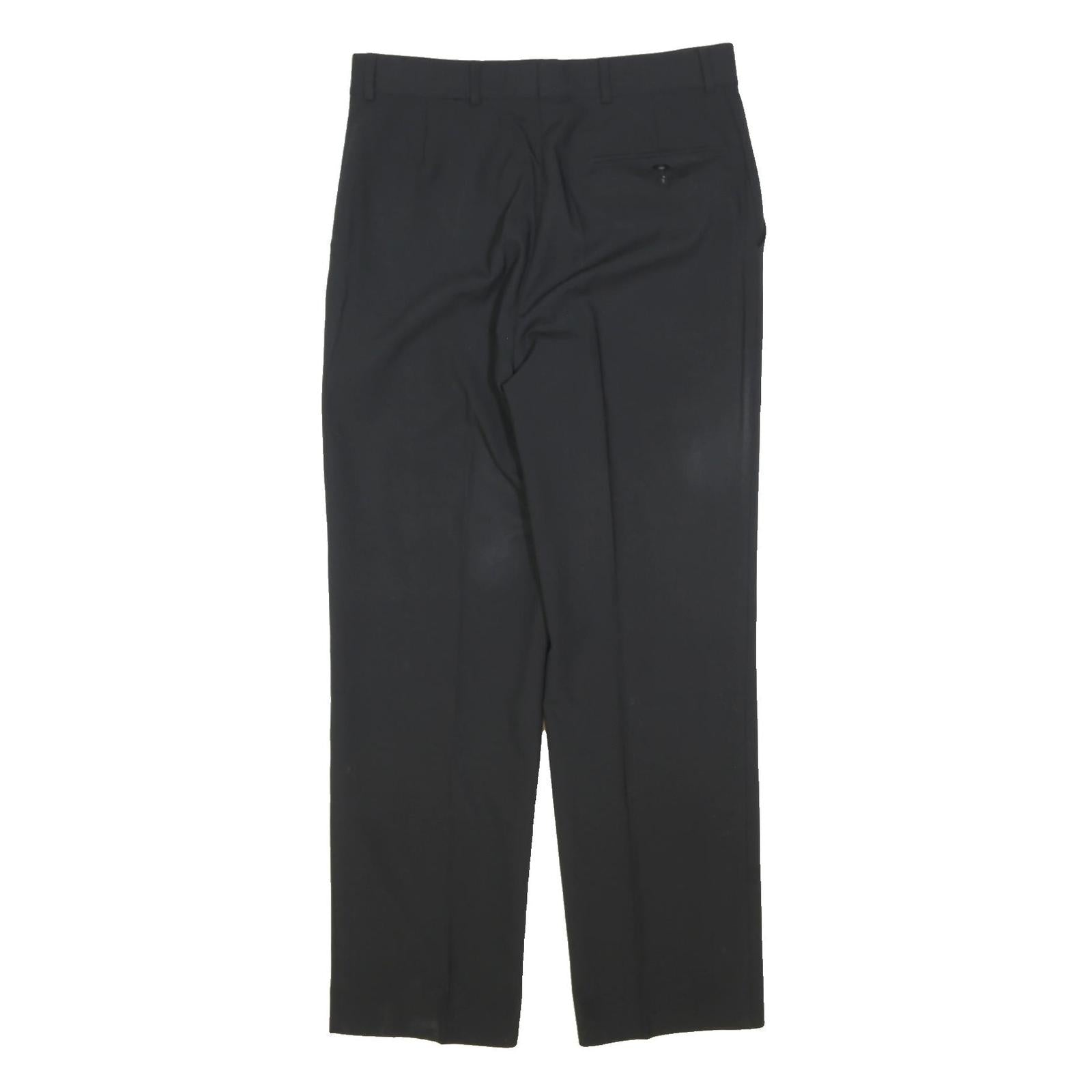 MOSS Mens Wool Blend Black Regular Fit Straight Leg Trousers W30 L40 Classic