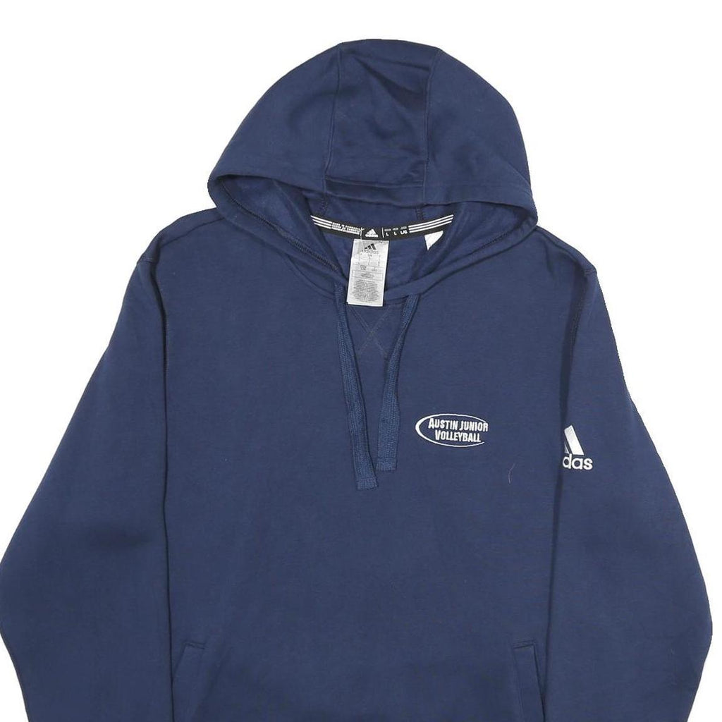 ADIDAS Mens Navy Austin Junior Volleyball Hoodie L Cotton Blend Casual Pullover
