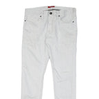 GUESS Mens White Regular Fit Straight Denim Jeans W36 L31 Zip Cotton Blend