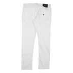 GUESS Mens White Regular Fit Straight Denim Jeans W36 L31 Zip Cotton Blend
