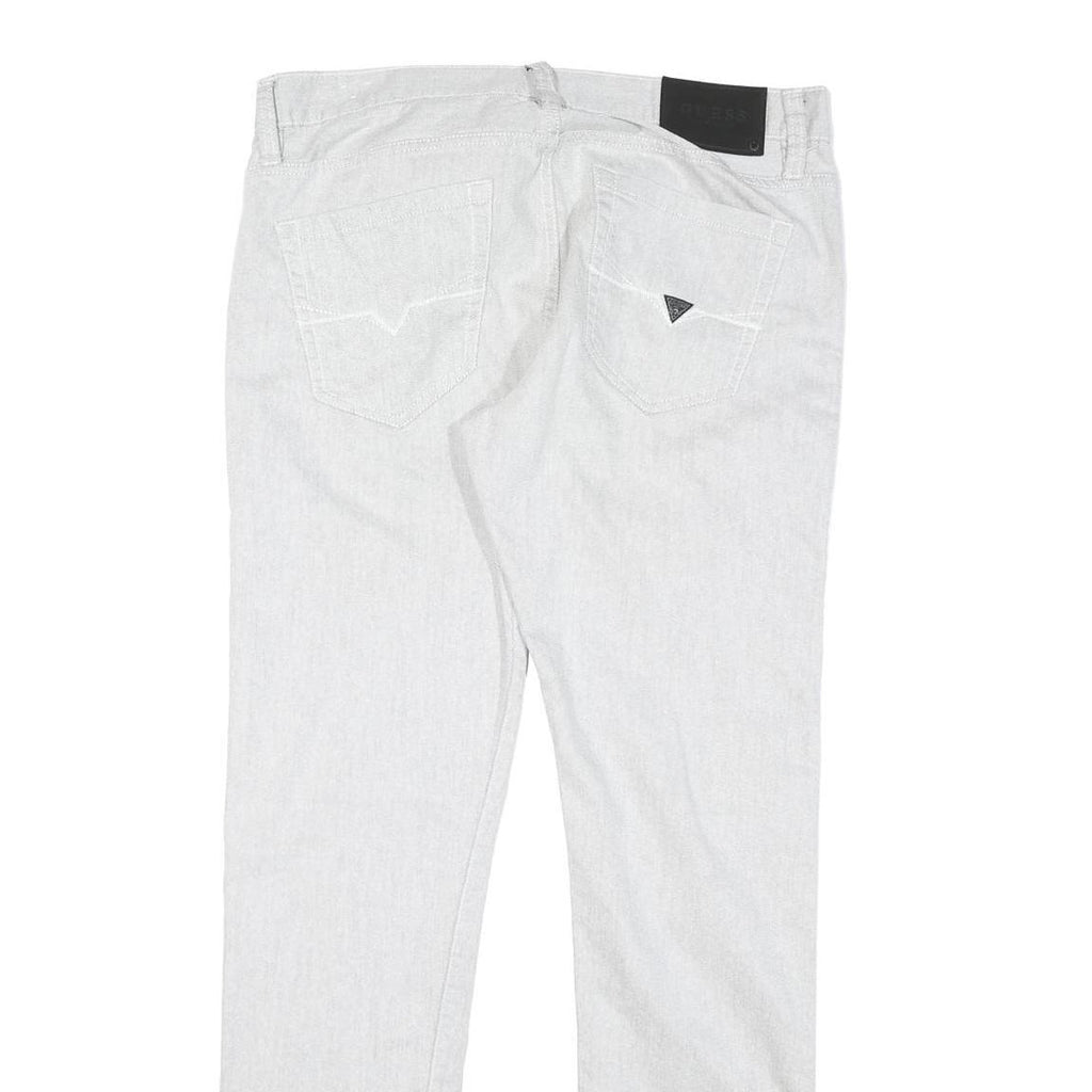 GUESS Mens White Regular Fit Straight Denim Jeans W36 L31 Zip Cotton Blend