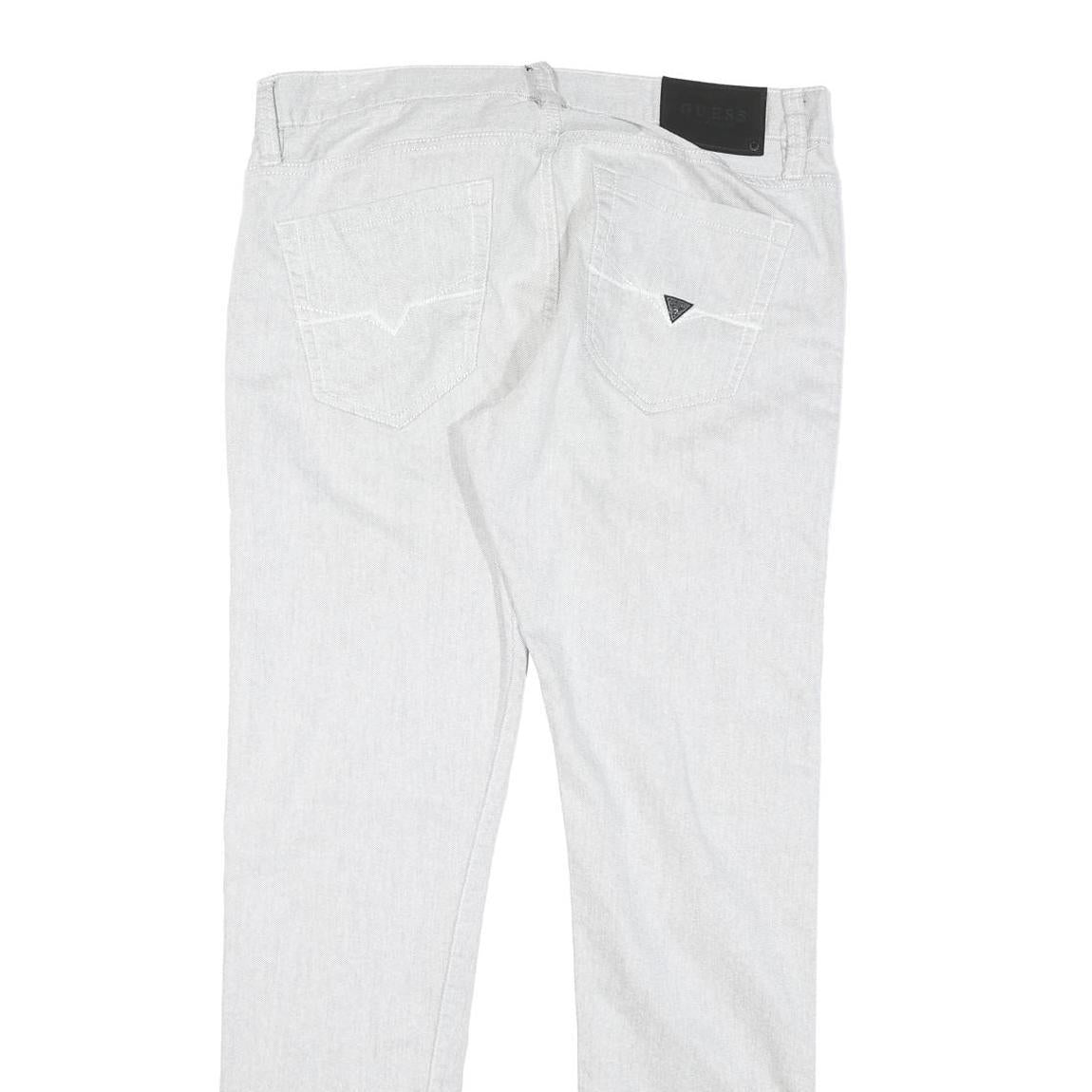 GUESS Mens White Regular Fit Straight Denim Jeans W36 L31 Zip Cotton Blend