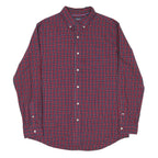 CHAPS Mens Red & Blue Check Shirt L Button-Down Collar Long Sleeve Cotton Blend