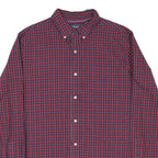 CHAPS Mens Red & Blue Check Shirt L Button-Down Collar Long Sleeve Cotton Blend