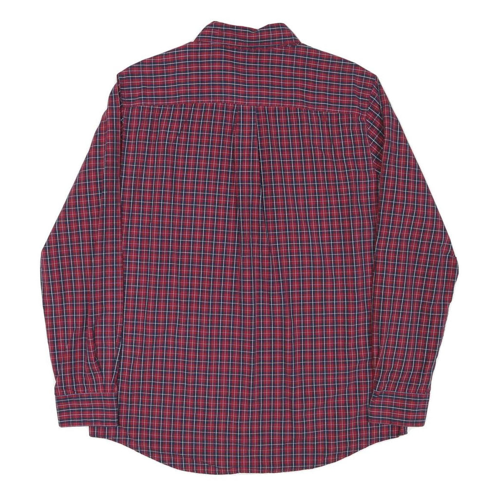 CHAPS Mens Red & Blue Check Shirt L Button-Down Collar Long Sleeve Cotton Blend