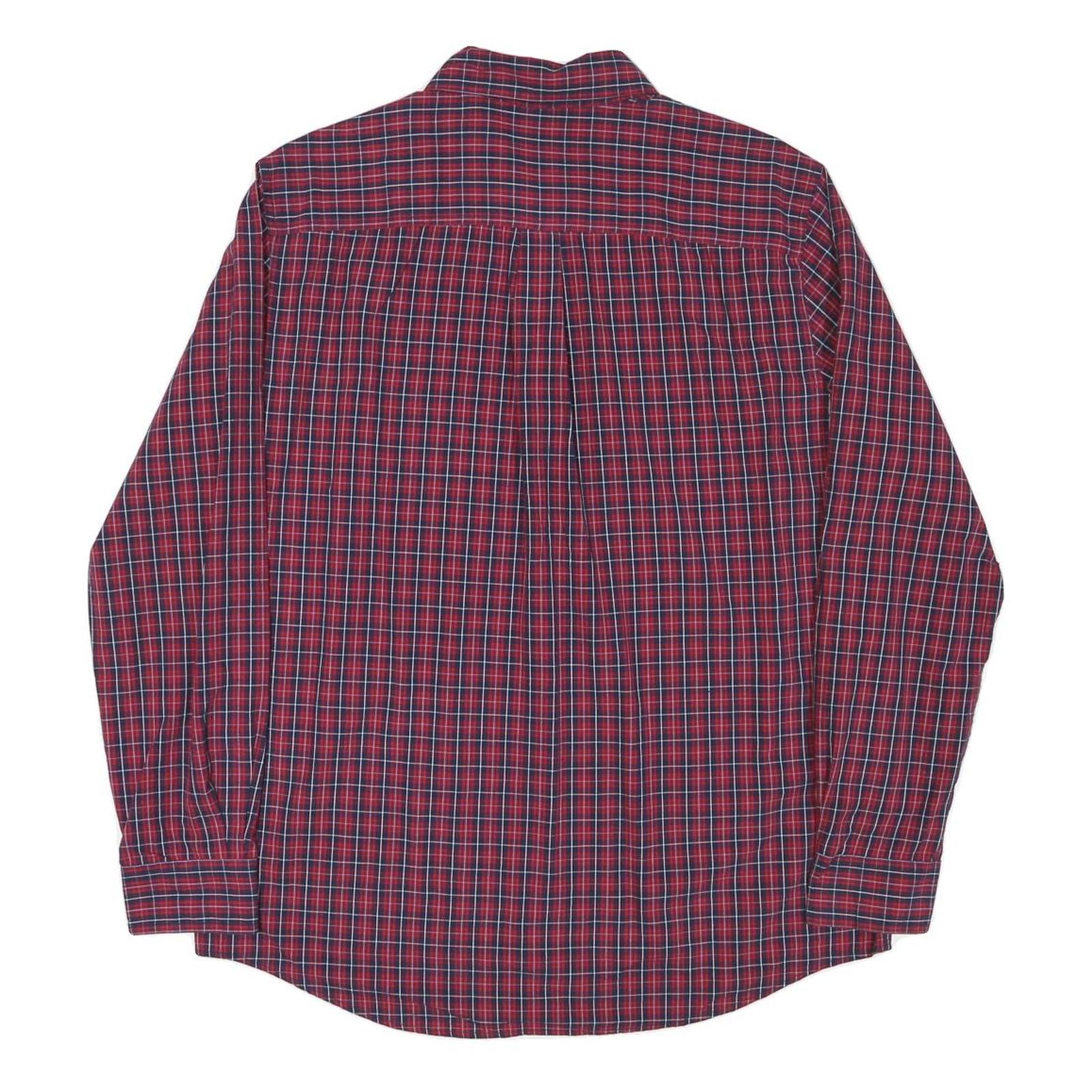 CHAPS Mens Red & Blue Check Shirt L Button-Down Collar Long Sleeve Cotton Blend
