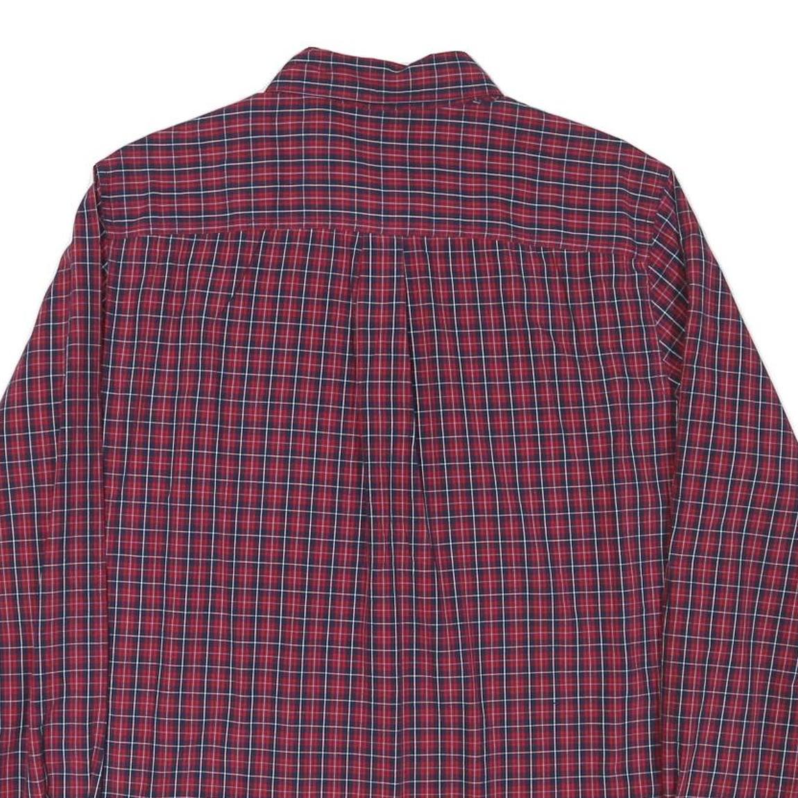 CHAPS Mens Red & Blue Check Shirt L Button-Down Collar Long Sleeve Cotton Blend