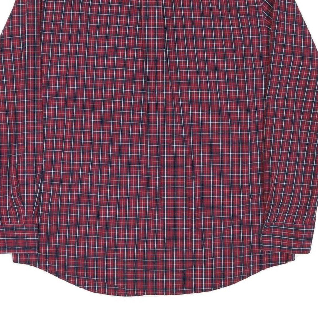 CHAPS Mens Red & Blue Check Shirt L Button-Down Collar Long Sleeve Cotton Blend