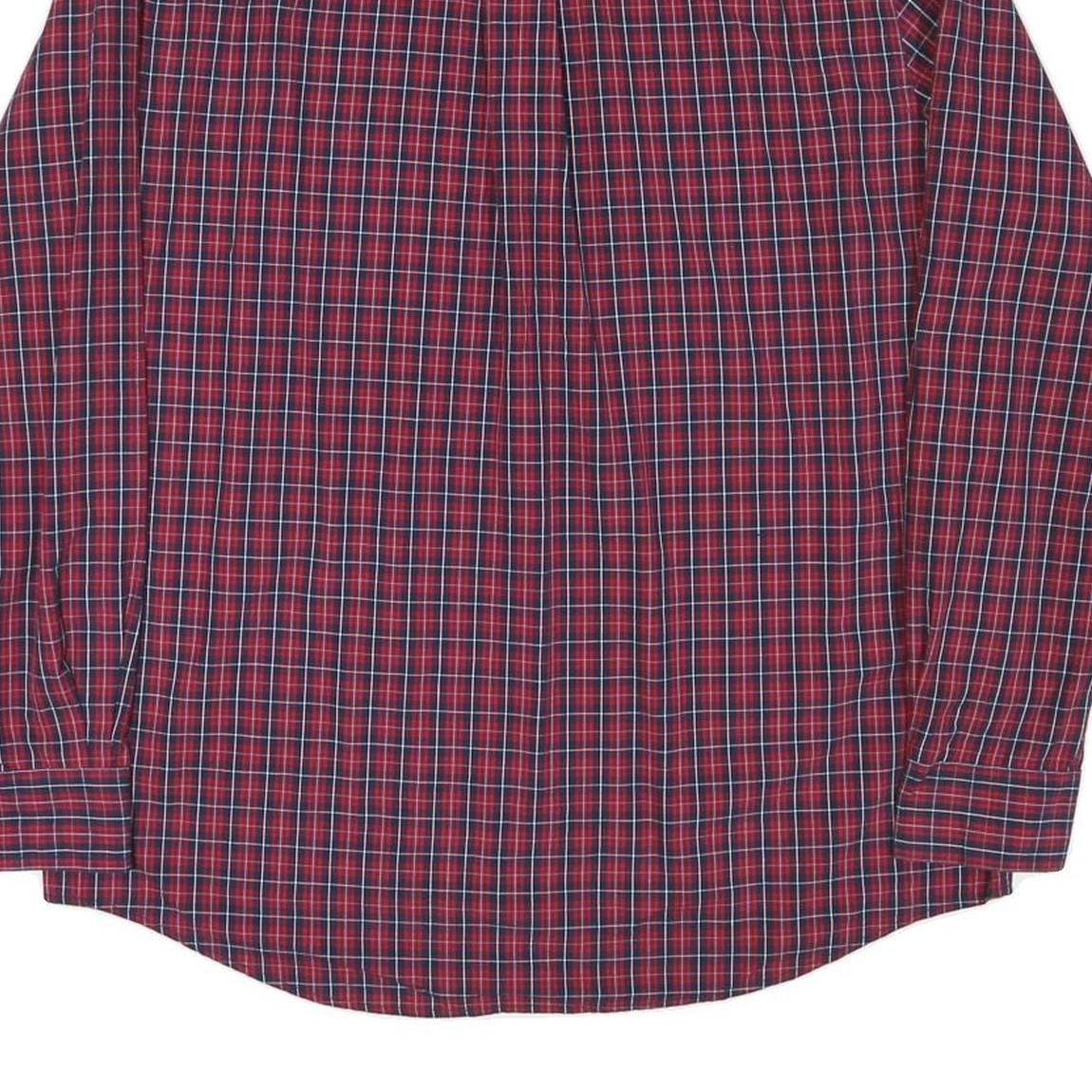 CHAPS Mens Red & Blue Check Shirt L Button-Down Collar Long Sleeve Cotton Blend