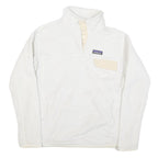 PATAGONIA Womens White Plain Polyester Blend Pullover Jumper L Button Neck