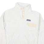 PATAGONIA Womens White Plain Polyester Blend Pullover Jumper L Button Neck