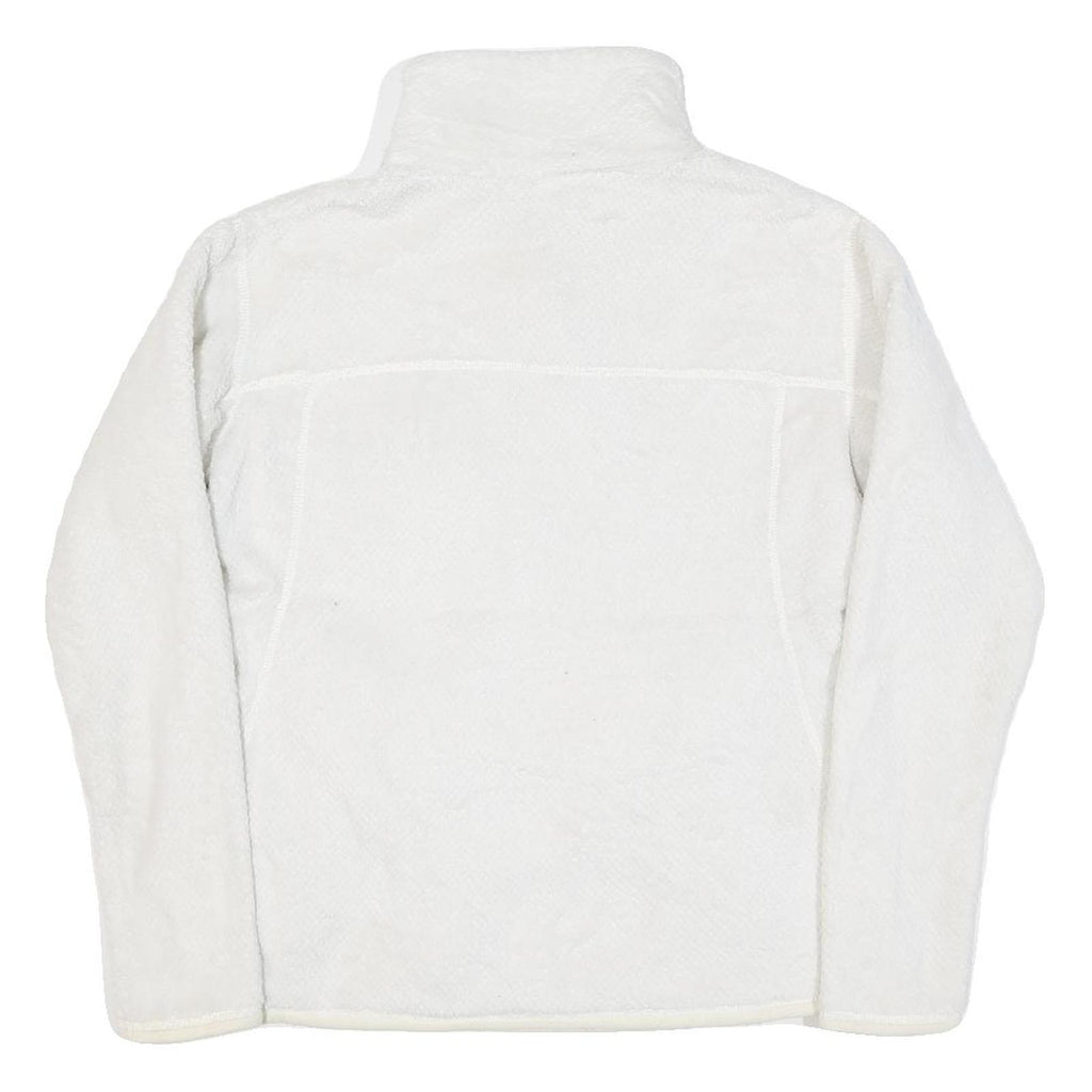 PATAGONIA Womens White Plain Polyester Blend Pullover Jumper L Button Neck