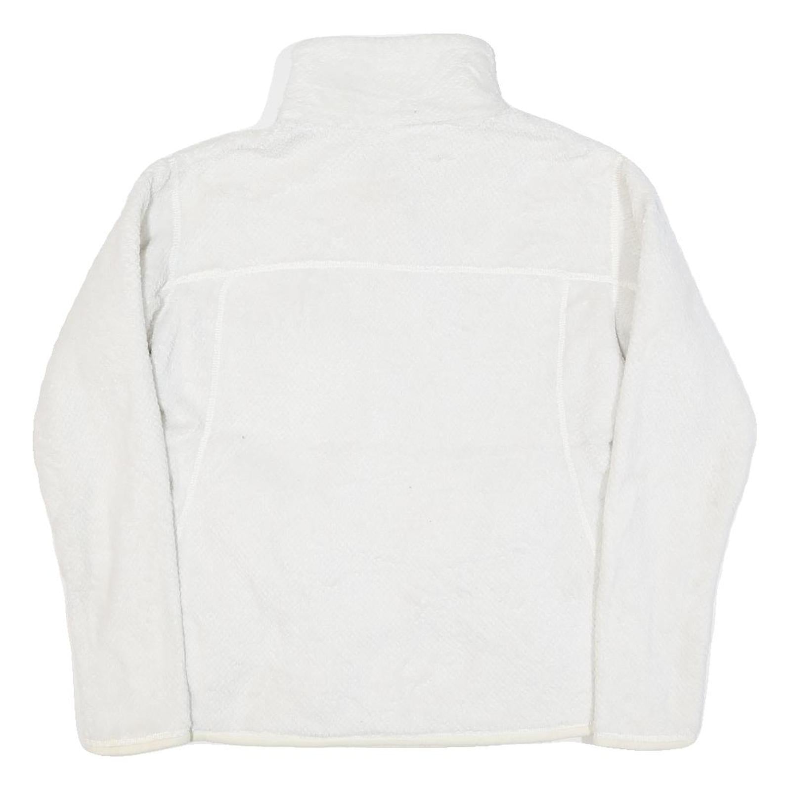 PATAGONIA Womens White Plain Polyester Blend Pullover Jumper L Button Neck