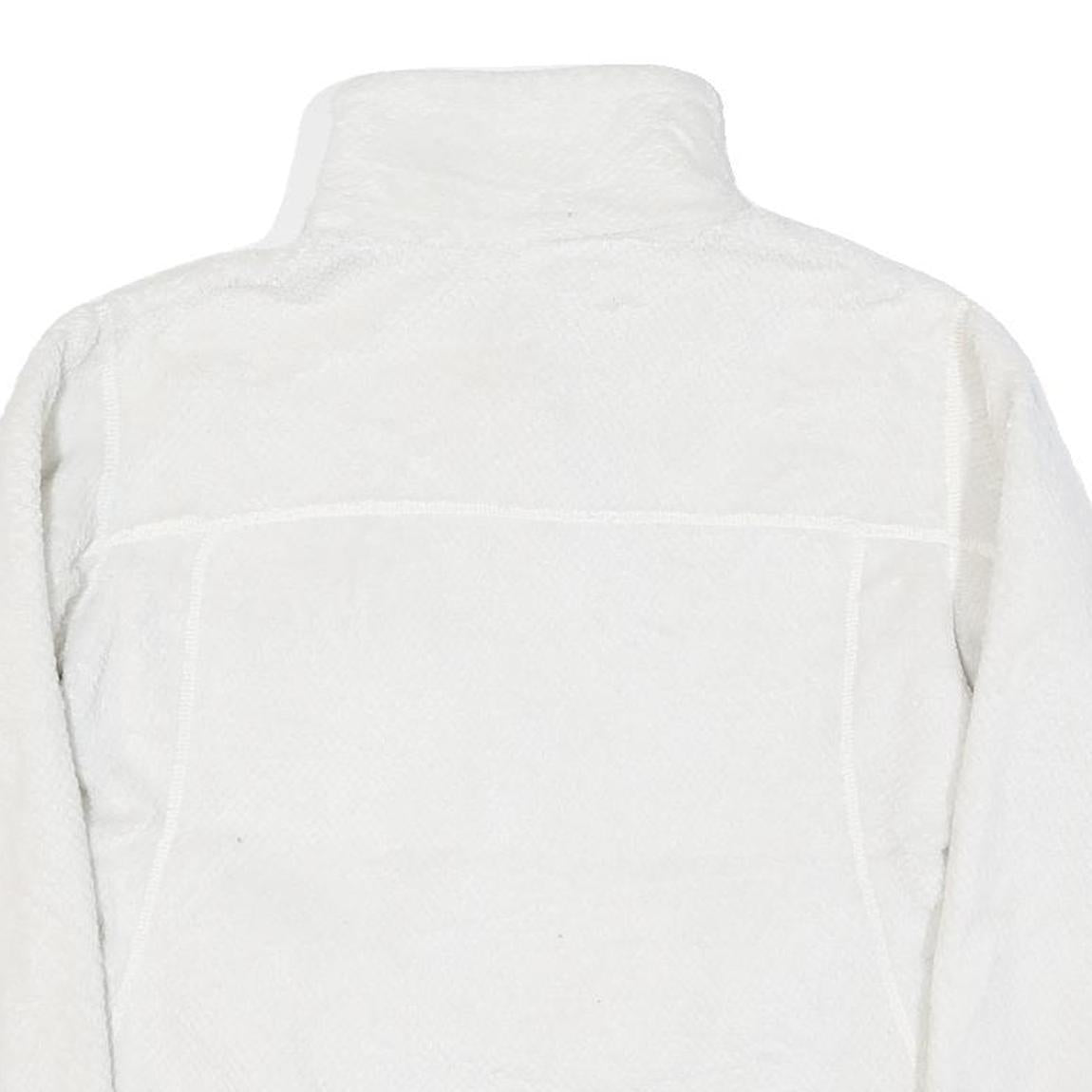 PATAGONIA Womens White Plain Polyester Blend Pullover Jumper L Button Neck