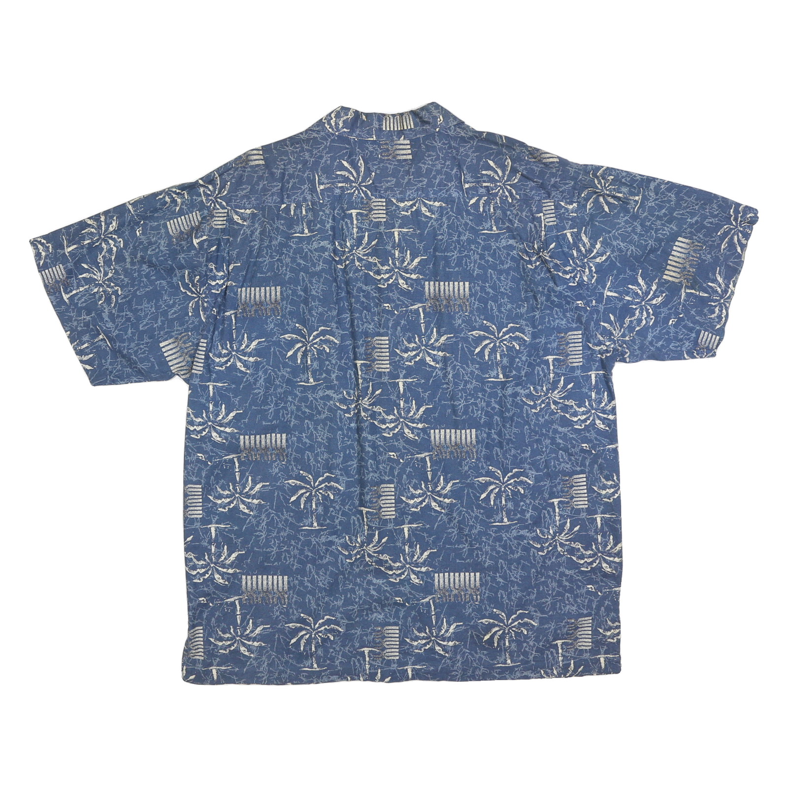 ROUTE 66 Mens Blue Hawaiian Shirt M Cotton Blend Palm Tree Print Summer Casual