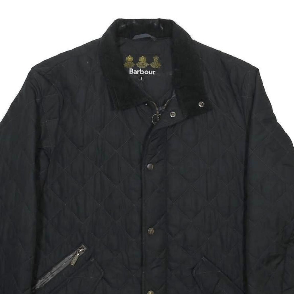 BARBOUR Mens Black Quilted Jacket S Polyester Classic Zip Casual Outdoor