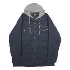 WRANGLER Mens Navy Blue Cotton Blend Jacket L Hooded Zip Casual Outerwear