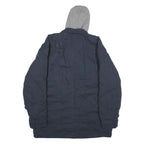 WRANGLER Mens Navy Blue Cotton Blend Jacket L Hooded Zip Casual Outerwear