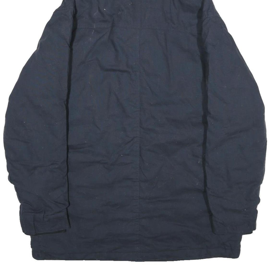 WRANGLER Mens Navy Blue Cotton Blend Jacket L Hooded Zip Casual Outerwear