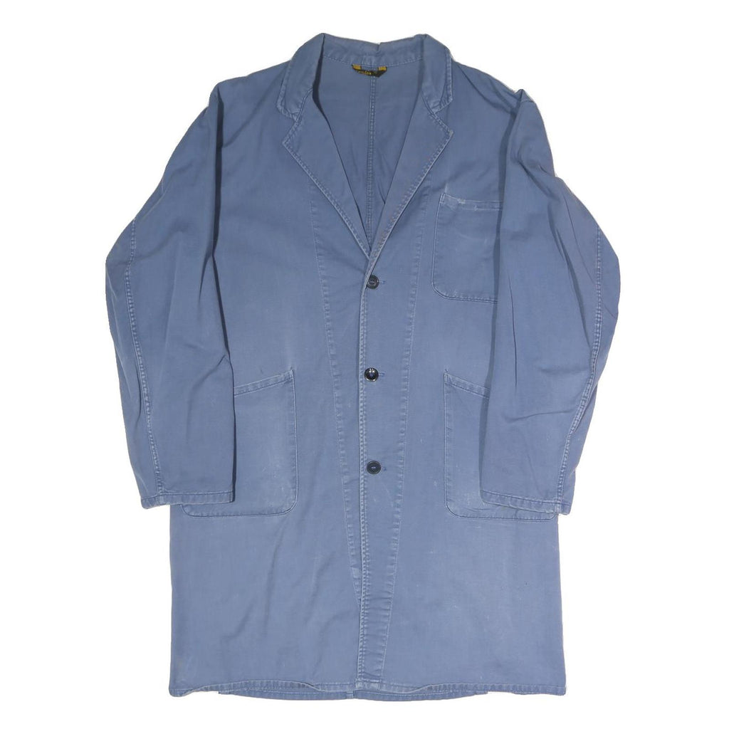 Mens Blue Cotton Blend Jacket M Button Closure Plain Casual Workwear