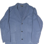 Mens Blue Cotton Blend Jacket M Button Closure Plain Casual Workwear