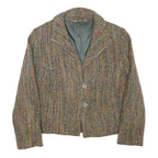 Womens Beige Wool Blend Button Jacket M Woven Classic Stylish Warm Wear