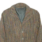 Womens Beige Wool Blend Button Jacket M Woven Classic Stylish Warm Wear