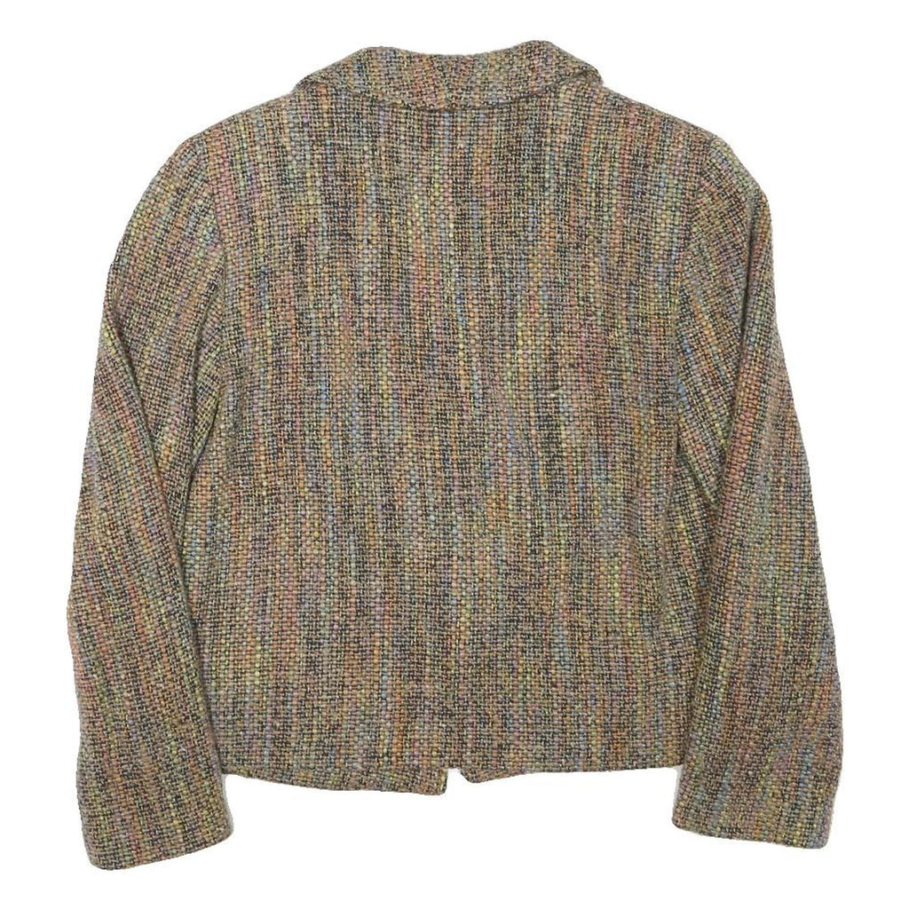 Womens Beige Wool Blend Button Jacket M Woven Classic Stylish Warm Wear
