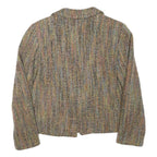 Womens Beige Wool Blend Button Jacket M Woven Classic Stylish Warm Wear