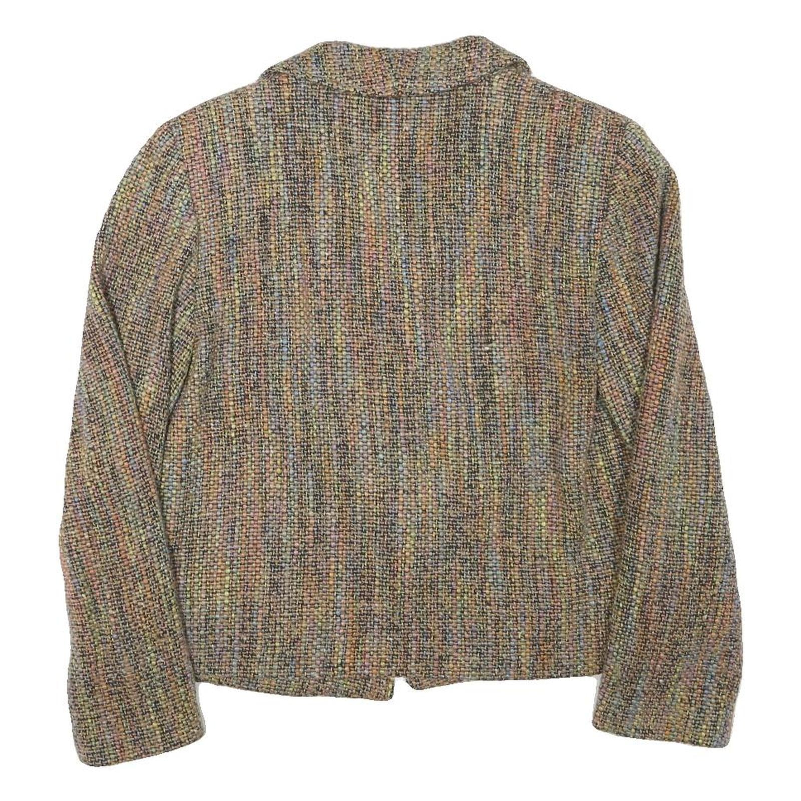 Womens Beige Wool Blend Button Jacket M Woven Classic Stylish Warm Wear