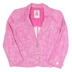 JUICY COUTURE Womens Pink & White Cotton Blend Blazer Jacket M Woven Button