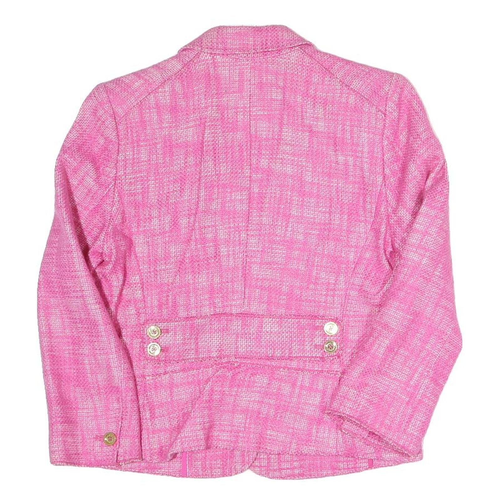JUICY COUTURE Womens Pink & White Cotton Blend Blazer Jacket M Woven Button