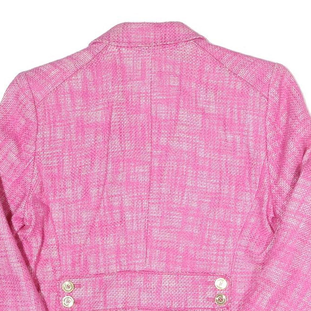 JUICY COUTURE Womens Pink & White Cotton Blend Blazer Jacket M Woven Button
