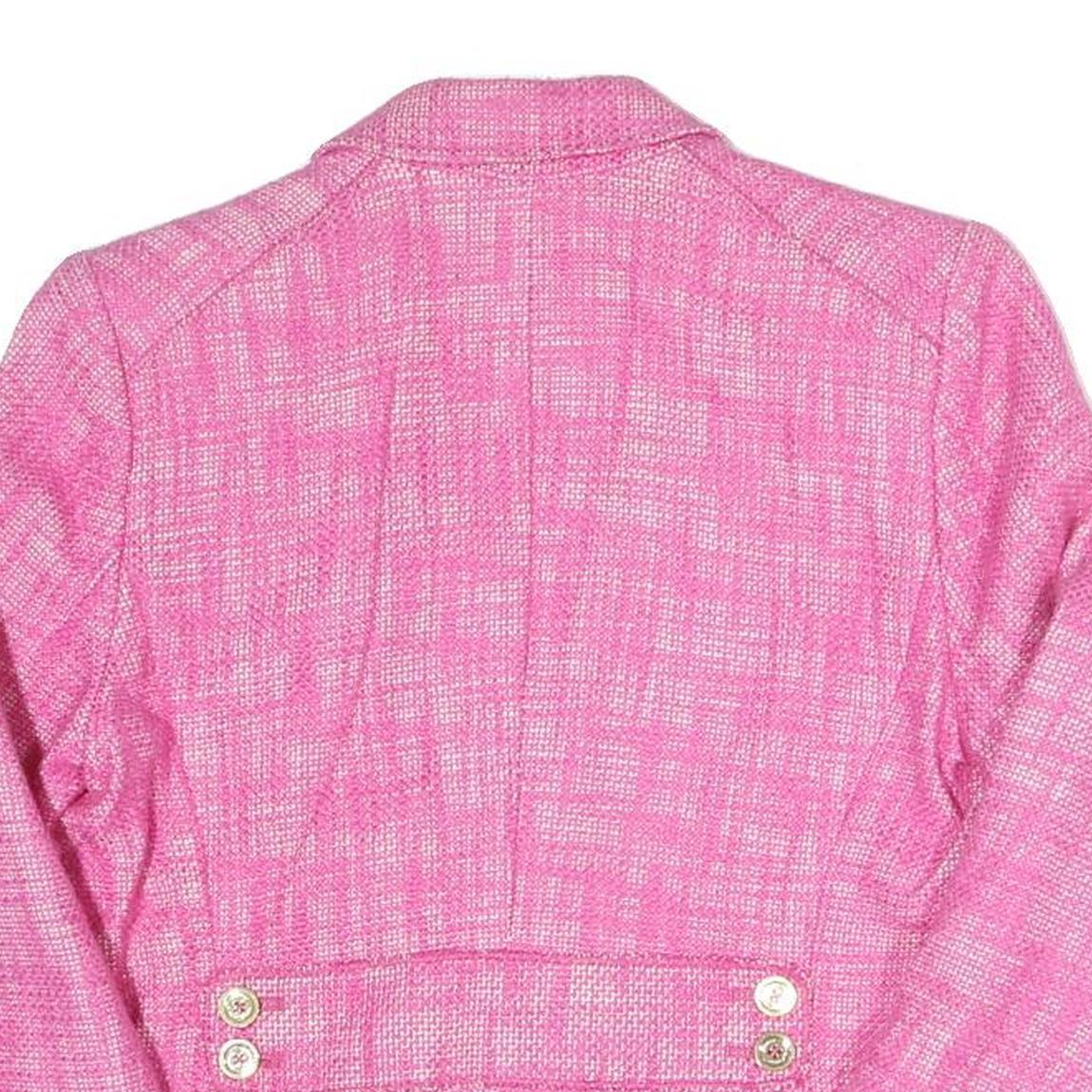JUICY COUTURE Womens Pink & White Cotton Blend Blazer Jacket M Woven Button