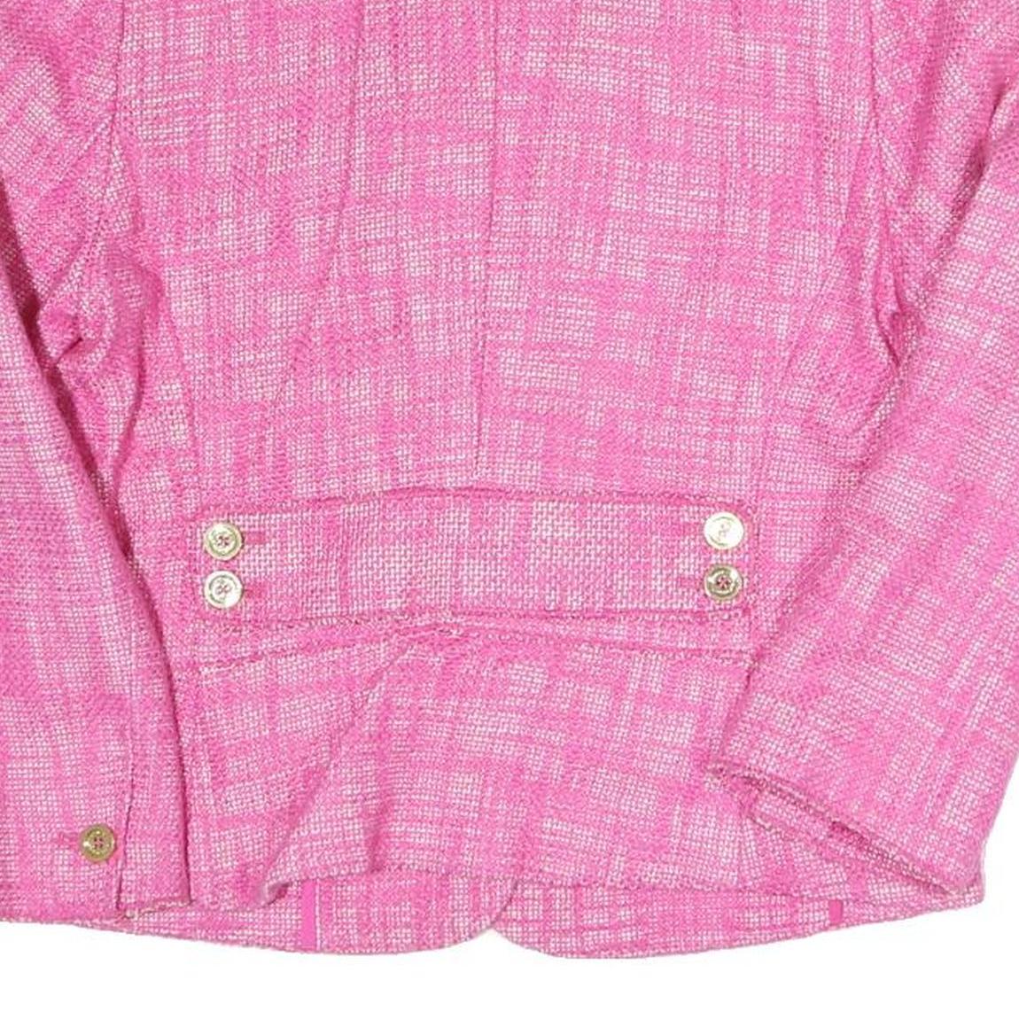 JUICY COUTURE Womens Pink & White Cotton Blend Blazer Jacket M Woven Button