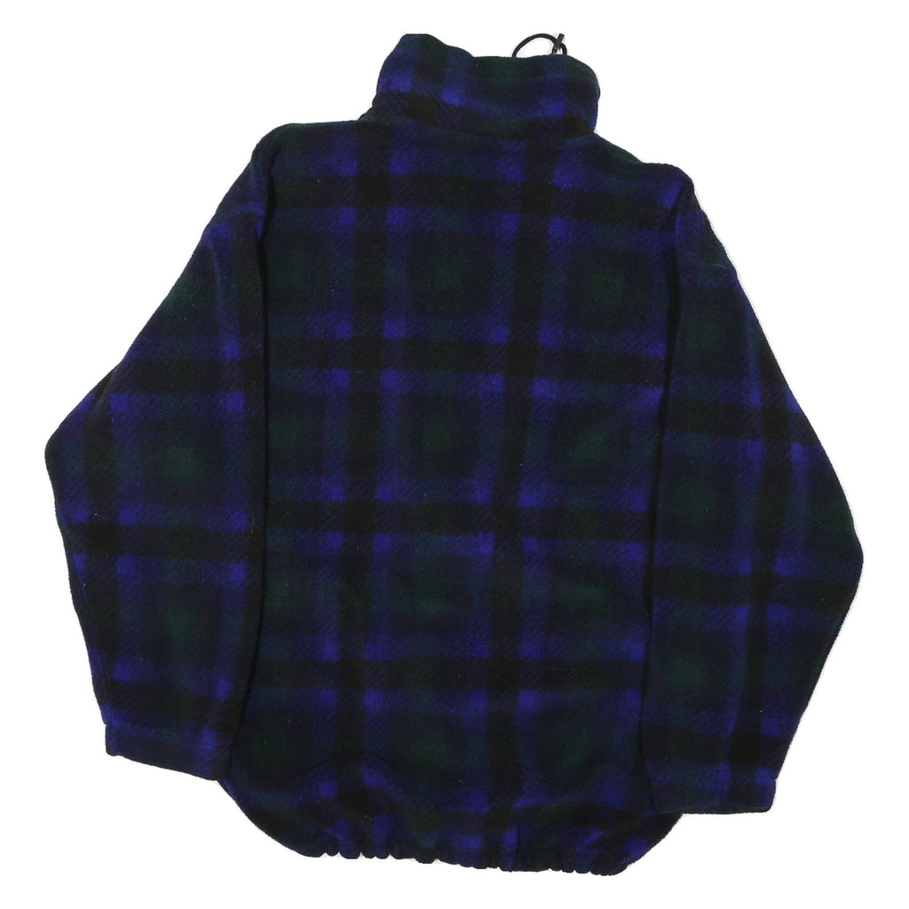 EDDIE BAUER Womens Blue & Green Check Fleece Jacket L Polyester Zip
