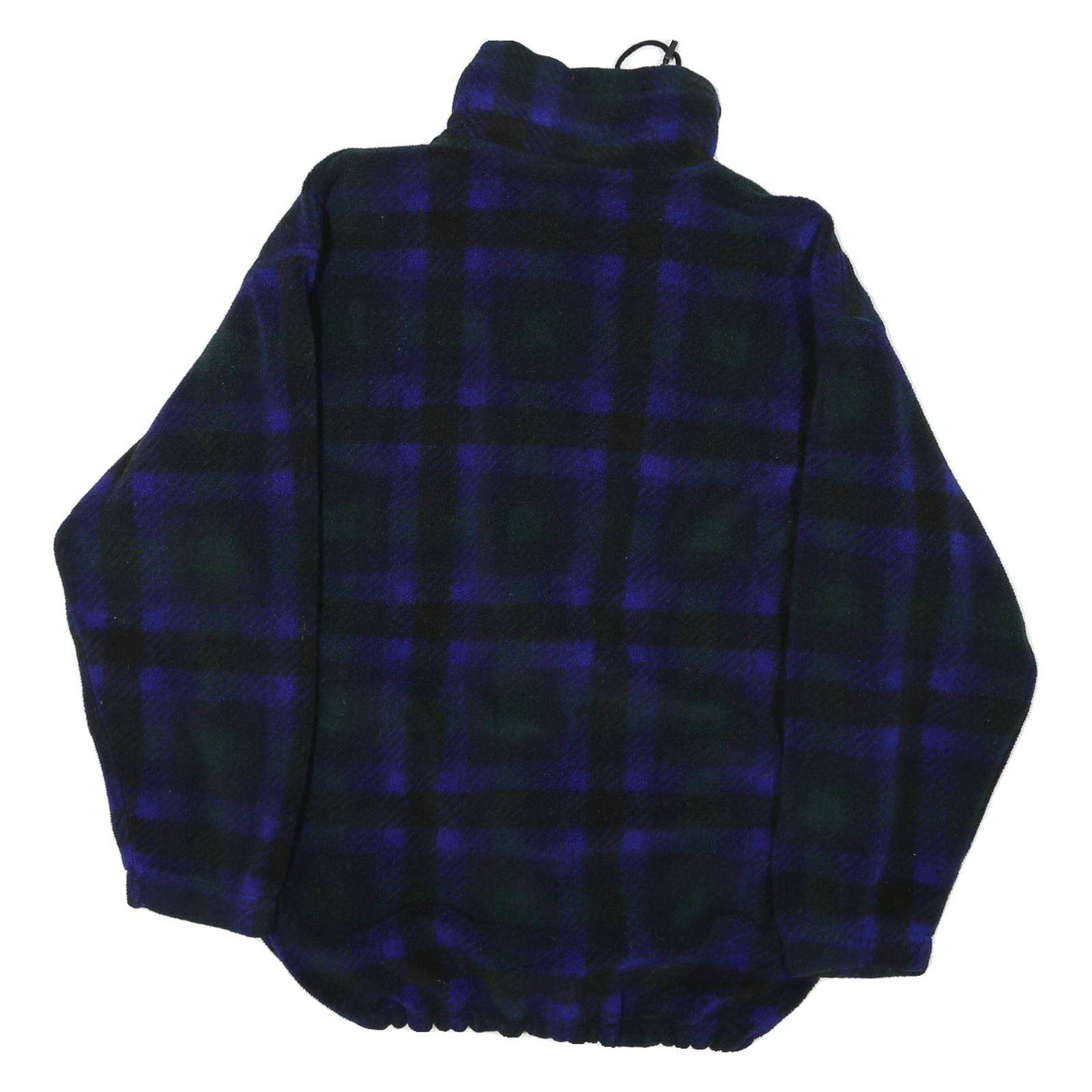 EDDIE BAUER Womens Blue & Green Check Fleece Jacket L Polyester Zip
