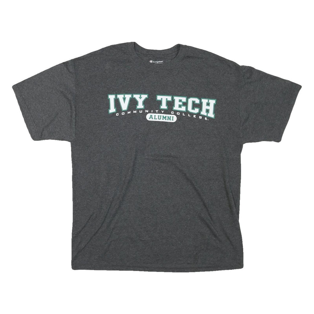 CHAMPION Mens Grey Ivy Tech Alumni Graphic T-Shirt L Short Sleeve Crew Neck