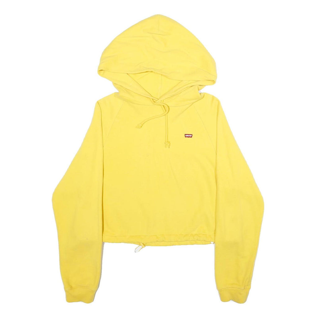 LEVI'S Womens Yellow Hoodie S Cotton Blend Drawstring Casual Sweatshirt